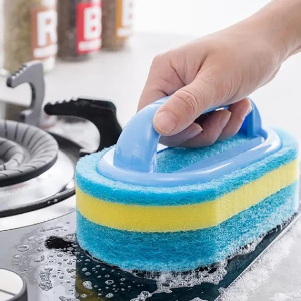 Svampar & Dukar-Svamp Rengöringsborste med Handtag, Svamp för Kök eller Badrum