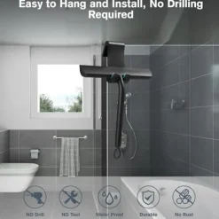 Fönsterrengöring-Svart duschskrapa, duschglasskrapa, duschskrapa med silikonstöd, silikonskrapa för badrum, glas, kakel, rengöring utan ränder