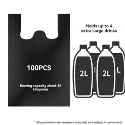 Soptunnor-Svarta sopsäckar i plast med stor kapacitet, 100 st - Återvinningsbara sopsäckar med handtag för hem, kök, 32x52cm[D]