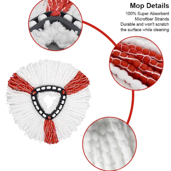 FMYSJ Städmoppar-TCGG-2 st; Röd 1/3/4/6 st Kompatibel med Vileda/O-Cedar Mikrofibermopp Tillbehör, Swivelmopp för Golvrengöring (FMY)