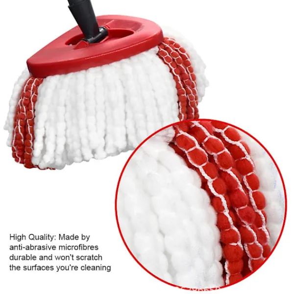 FMYSJ Städmoppar-TCGG-2 st; Röd 1/3/4/6 st Kompatibel med Vileda/O-Cedar Mikrofibermopp Tillbehör, Swivelmopp för Golvrengöring (FMY)