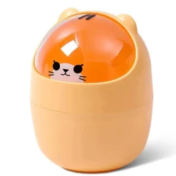 Soptunnor-Tecknad Katt Djurformad Papperskorg med Svänglock Mini Bänkskiva Soptunna Liten Soptunna (Gul)