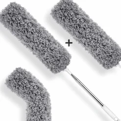 Rengöringsmedel-Teleskopisk dammvippa set om 2 mikrofibertips Lång teleskopisk dammvippa Utdragbar i rostfritt stål tvättbar dammvippa för att rengöra fönster, element | Fyndiq