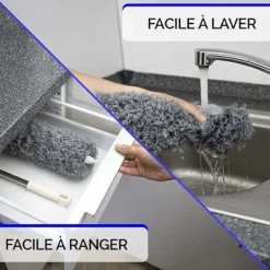 Rengöringsmedel-Teleskopisk dammvippa set om 2 mikrofibertips Lång teleskopisk dammvippa Utdragbar i rostfritt stål tvättbar dammvippa för att rengöra fönster, element | Fyndiq