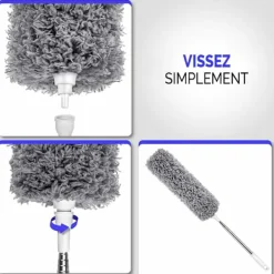 Rengöringsmedel-Teleskopisk dammvippa set om 2 mikrofibertips Lång teleskopisk dammvippa Utdragbar i rostfritt stål tvättbar dammvippa för att rengöra fönster, element | Fyndiq