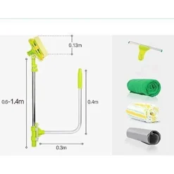 DMstore Fönsterrengöring-Teleskopisk Fönsterrengörare - U-formad Gummiskrapa - Lättåtkomlig