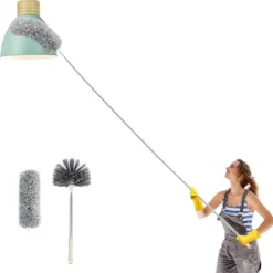 Fönsterrengöring-Teleskopisk Mikrofiber Takborste - Repskyddande, Tvättbar, Vikbar - 254 cm - Mörkgrå