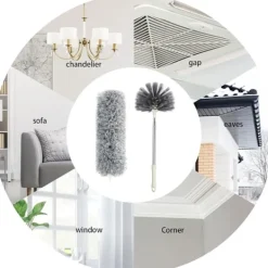 Fönsterrengöring-Teleskopisk Mikrofiber Takborste - Repskyddande, Tvättbar, Vikbar - 254 cm - Mörkgrå