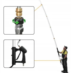 Rosfix Högtryckstvättar-Teleskopisk Tvättlans 1,5-6,3M – 4000 PSI | Aluminium | 5 Munstycken | Kompatibel med Karcher HD HDS