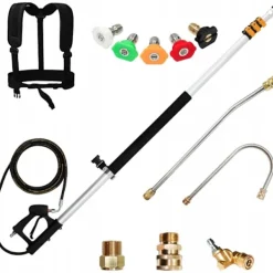 Rosfix Högtryckstvättar-Teleskopisk Tvättlans 1,5-6,3M – 4000 PSI | Aluminium | 5 Munstycken | Kompatibel med Karcher HD HDS