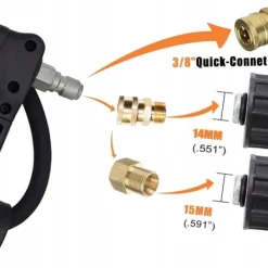 Rosfix Högtryckstvättar-Teleskopisk Tvättlans 1,5-6,3M – 4000 PSI | Aluminium | 5 Munstycken | Kompatibel med Karcher HD HDS