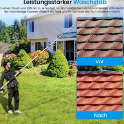 Northio Fönsterrengöring-Teleskopstav för högtryckstvätt 550 cm förlängningsstav set med 5 sprutmunstycken teleskopisk högtryckstvätt