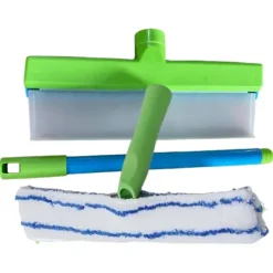 Fönsterrengöring-Återanvändbar Silikon Vattenblad Bilrengöringskit med Skrapa & Mikrofiberskrubber[JUN]