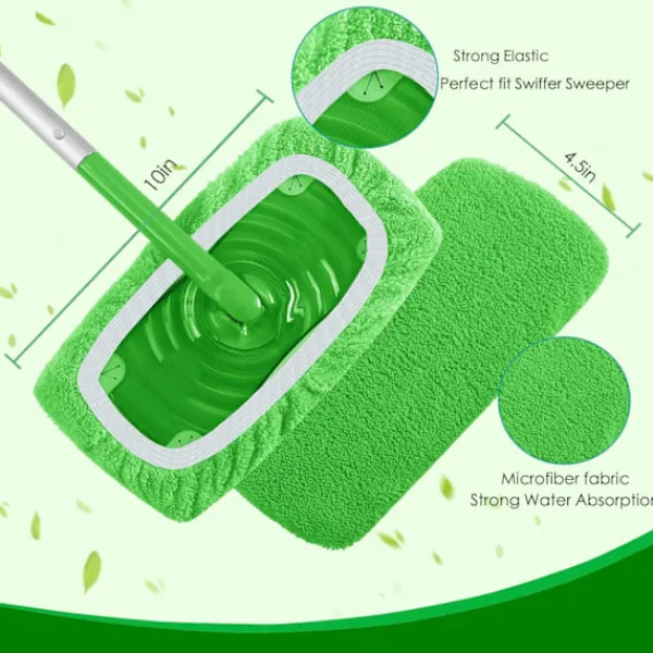 ATELA Städmoppar-Återanvändbara mikrofibermoppdynor för Swiffer Sweeper Mop - torra sop- och våtmoppdynor för hushållsrengöring - 4-pack