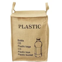 ECLshop Soptunnor-Återvinningskasse av juteväv, sopsäckar för hem, kök, kontor, avfallsorganisatör (PLAST)