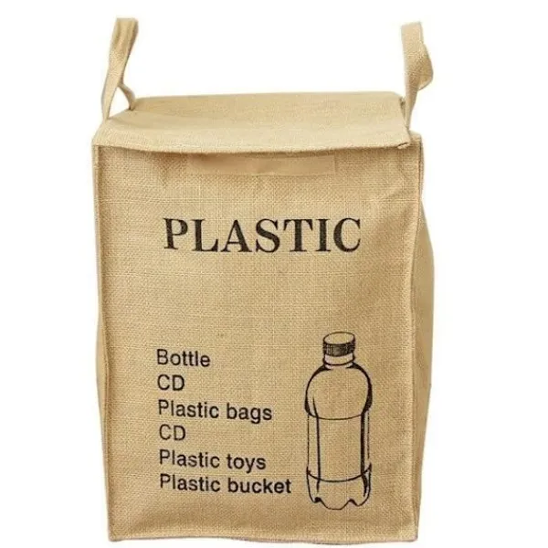 ECLshop Soptunnor-Återvinningskasse av juteväv, sopsäckar för hem, kök, kontor, avfallsorganisatör (PLAST)