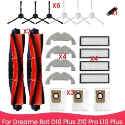 Dammsugare & Tillbehör-Tillbehörssats Ersättningsdelar för Robotdammsugare D10 Plus Z10 Pro L10 Plus Huvudborste Sidoborste Hepa Filter Mopp