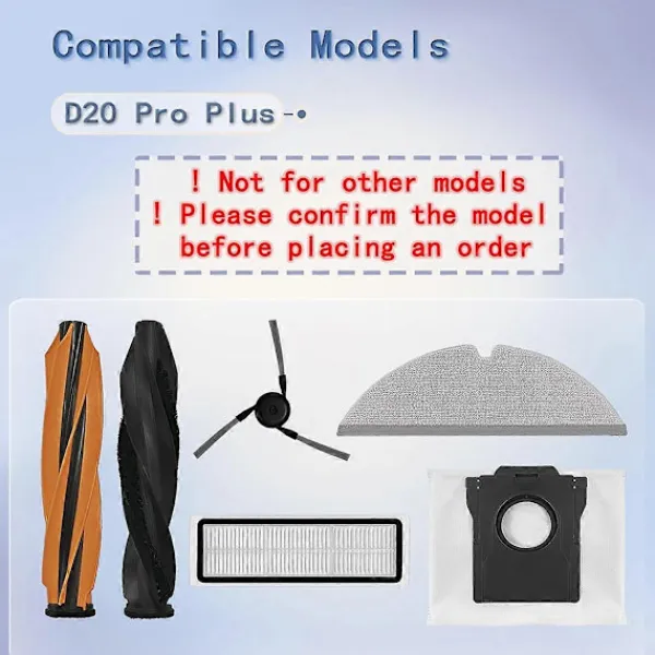 Dammsugare & Tillbehör-Tillbehörssats för D20 Robotdammsugare Delar Huvudsida Borste Hepa Filter Moppduk Dammpåsar