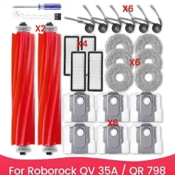 Dammsugare & Tillbehör-Tillbehörssats för Roborock QV 35A / QR 798 Dammsugare Huvudsidoborste HEPA-filter Moppduk Dammpåse