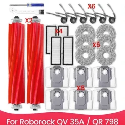 Dammsugare & Tillbehör-Tillbehörssats för Roborock QV 35A / QR 798 Dammsugare Huvudsidoborste HEPA-filter Moppduk Dammpåse