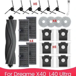Dammsugare & Tillbehör-Tillbehörsset för Dreame X40 & L40 Ultra Dammsugare Huvudborste Sidoborste Hepa Filter Moppduk Dammpåsar As Shown