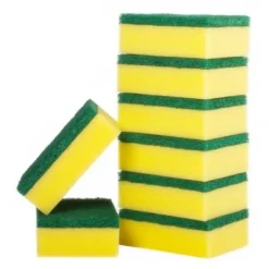 Svampar & Dukar-Tjock skrubbsvamp, dubbelsidig disk- och rengöringssvamp för kök, badrum och hemstädning (8 st, gul-grön)