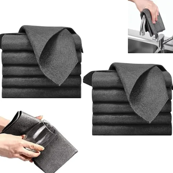 Svampar & Dukar-Tjockare Magisk Rengöringsduk, 10 st Återanvändbara Mikrofiber Rengöringsdukar, Randfri Magisk Mikrofiberduk för Fönster, Glas, Bil