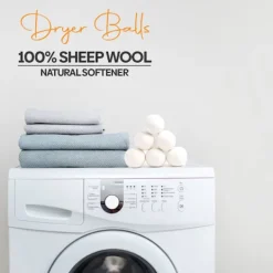 Torktumlare-Torkbollar 100% Naturliga Ullbollar för Tvätt - Återanvändbara Allergivänliga Miljövänliga och Energieffektiva 6