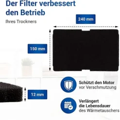Torktumlare-Torkfilter 2964840100, Luddfilter DE8635Rx DS7512Pa Kompatibelt med torktumlare, 10-pack ersättningsfilter