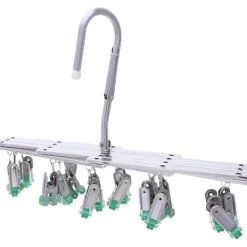 Tvättillbehör-Torkställ i rostfritt stål, torkställ med 18 klämmor för underkläder, strumpor, behå, trosor, handskar, vindtätt, hopfällbart, bärbart, snabbt 1 | Fyndiq