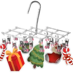 Tvättillbehör-Torkställ i rostfritt stål, torkställ med 18 klämmor för underkläder, strumpor, behå, trosor, handskar, vindtätt, hopfällbart, bärbart, snabbt 1 | Fyndiq