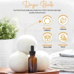 Torktumlare-Torktumlare bollar 100% naturliga ullbollar för tvätt - Återanvändbara allergivänliga miljövänliga och energieffektiva 6