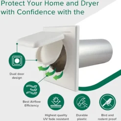 Torktumlare-Torktumlare Ventilationsskydd Dubbeldörr Torktumlare Ventilationsgaller Väderbeständig Effektiv Ventilation Utomhus Torktumlare Ventilationsskydd för Badrum Källare 220mmx190mmx20mm | Fyndiq