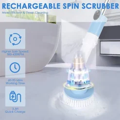 Städmaskiner-Trådlös Elektrisk Mopp med Långt Handtag Hushållsrengöringsverktyg Bärbar Snurrande Skrubb