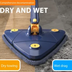 Städmoppar-Triangel Mopp 360° Roterbar Justerbar Mopp för Golv, Vägg, Fönster, Tak, Sprickor, Hörn, Våt & Torr Rengöring, Vit