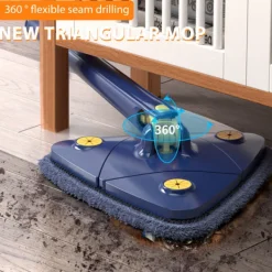 Städmoppar-Triangel Mopp 360° Roterbar Justerbar Mopp för Golv, Vägg, Fönster, Tak, Sprickor, Hörn, Våt & Torr Rengöring, Vit