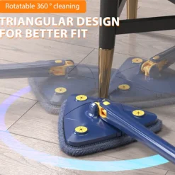 LBSS Städmoppar-Triangel Rengöringsmopp 360° Roterbar Justerbar Mopp för Golv Vägg Fönster Tak Sprickor Hörn Våt & Torr Rengöring
