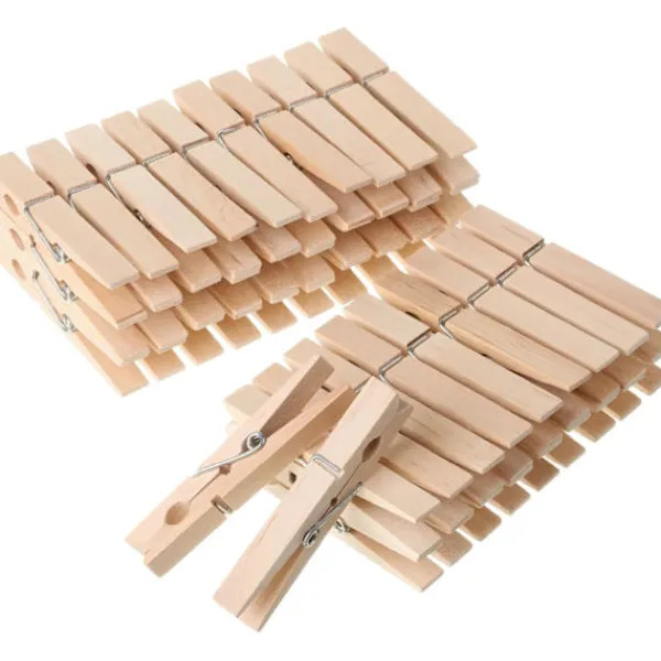 AIZHENCHEN Tvättillbehör-Träklädnypor, stora, naturträ, 100-pack, 5,8 cm, rostfria, för klassrum och pyssel