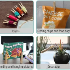 AIZHENCHEN Tvättillbehör-Träklädnypor, stora, naturträ, 100-pack, 5,8 cm, rostfria, för klassrum och pyssel