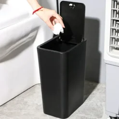 Soptunnor-Trycklock soptunna, avfallsbehållare, återvinningskärl 10L (vit)