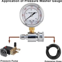 ECORP Högtryckstvättar-Tryckmätare för högtryckstvätt, 6000 PSI, 3/8 tums snabbkoppling, tryck