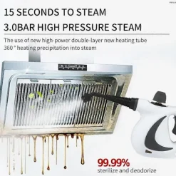 Ångtvättar-Tryckångare Kompatibel med Handhållen Ångrengörare Kompatibel med Soffa Kläder Bil GrayWhite Black