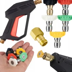 Rosfix Högtryckstvättar-Tryckpistol Fortis 4000 PSI + 5 Quick Connect Munstycken – M22 | Adapter EasyLock | Kompatibel med Karcher HD, Lavor, Parkside