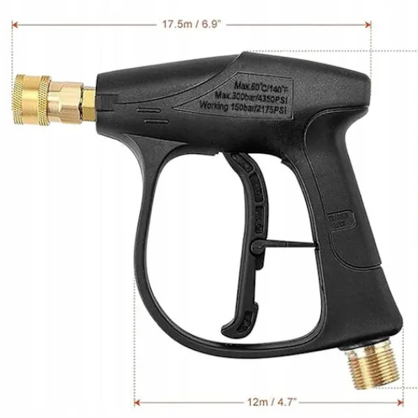 Rosfix Högtryckstvättar-Trycktvattarpistol 4350PSI 22Mm med Skumpistol 1000Ml – Ergonomisk | Snabbkoppling | Kompatibel med Karcher, Lavor