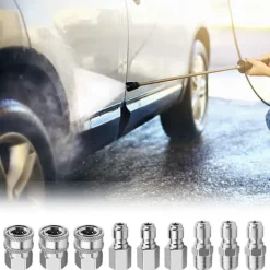 unbranded Högtryckstvättar-Trycktvättsadapterset, 3/8 tum rostfritt stål hane och hona snabbkopplingssats för trycktvättar och spruta