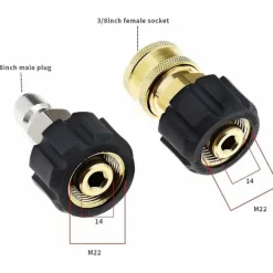 unbranded Högtryckstvättar-Trycktvättslangadapter Hon till 3/8 Han Snabbkoppling och 3/8 Hon Snabbkoppling till M22 14mm Hon
