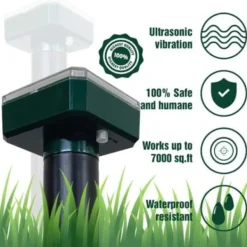 Skadedjur & Insekter-TS-Set med 2 solcellsdrivna mullvadsavskräckare – Ormavskräckare - Väderbeständig för Mullvad, Orm, Sork, Gopher och Andra Djur NPTER