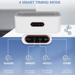 ECLshop Rengöringsmedel-TTLIFE Ultraljudstvätt, 400 ml Ultraljudsrengörare för Smycken Glasögon, 45000Hz Rengöringsmaskin, 4 Lägen