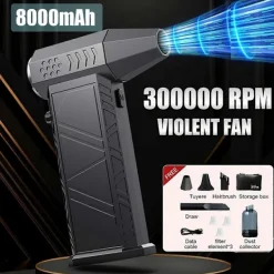 Dammsugare & Tillbehör-Turbo Jet Fläkt 300000RPM Kraftfull Luftfläkt Borstlös Motor Turbo Fläkt 8000mAh Souffleur Air Puiss