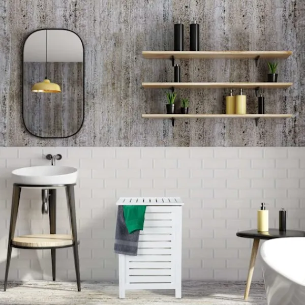 B2X Tvättillbehör-Tvätt Pineträ Vit